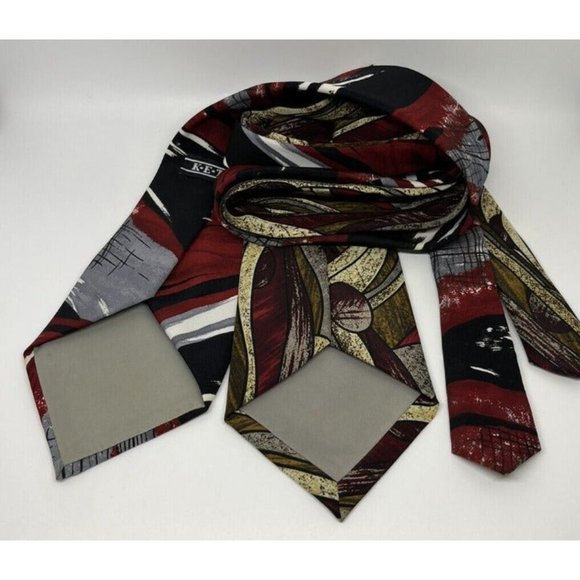 Lot of 2 Men's Designer Ketch Neckties Multicolor Red Abstract Made In USA - Picture 2 of 10